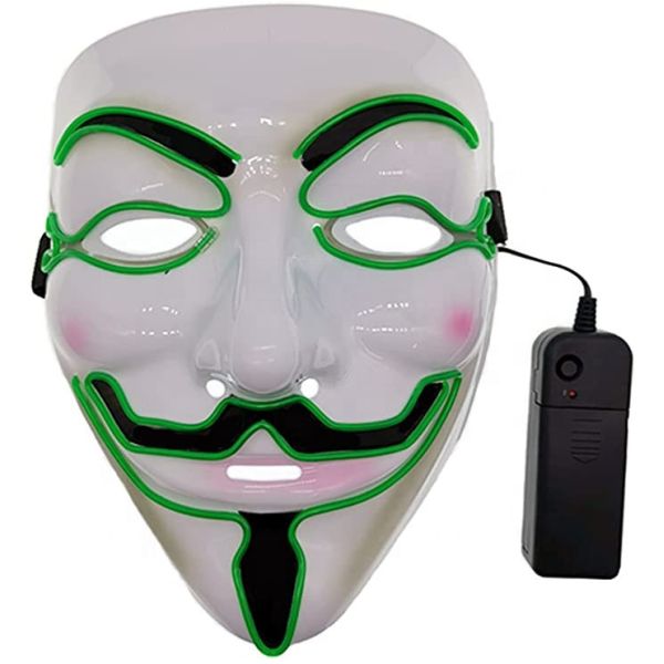 China Hacker Halloween LED Face Mask Luminous Flashing For Cosplay Costume factory