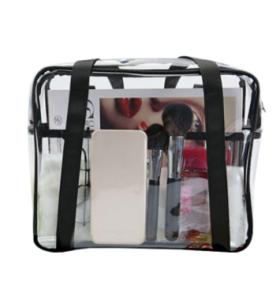 China Ladies Clear PVC Handbags Waterproof Transparent With Customized Sewing Printing factory