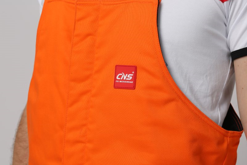 2 Side Pockets Orange Winter BIB Pants With Covered Metal Zip