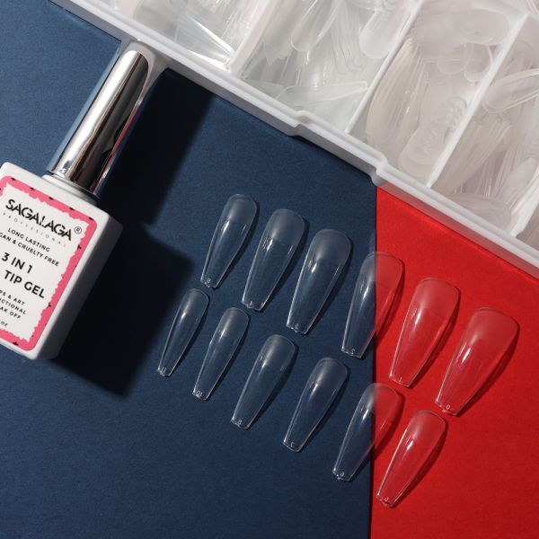 China Almond Acrylic Nails 500 Pcs Soft Gel Press on Nail Pre-shape Tips for Full Cover Extension 12 Sizes Customized Accepted factory