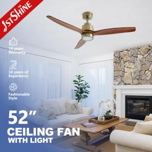 China Quiet DC Motor Indoor Decorative Solid Wood Ceiling Fan With Light For Smart Home factory