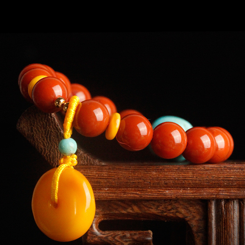 Natural Baltic Amber Ombre Rainbow Colorful Round Beads Handmade Bracelet Original Amber For Women Men Healing Dominican Gems