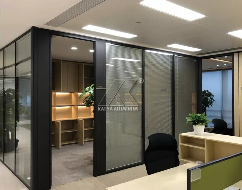 Fire Proof 6061 Aluminum Alloy Profile Commercial Glass Partition For Office Building