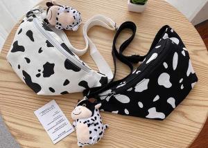 China Korean ins canvas cow print crossbody bag Harajuku girl pair cute student chest bag Fanny pack wholesale factory