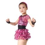 Children Girls Dance Outfit Sequin Jazz Dance Clothes Sleeveless With Tank Top