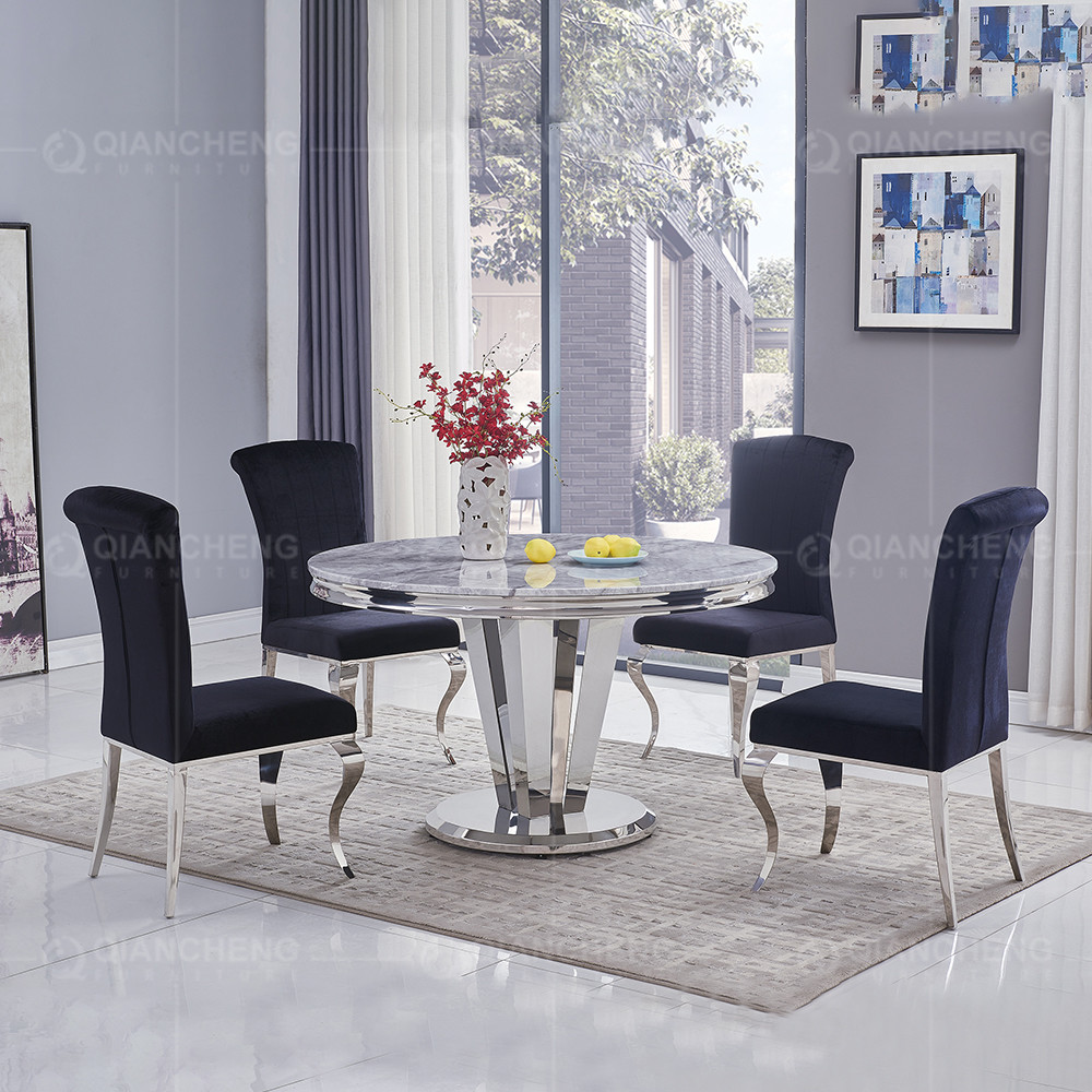 Round Marble 0.34m3 SS Dining Tables Italian Modern Light Luxury Style