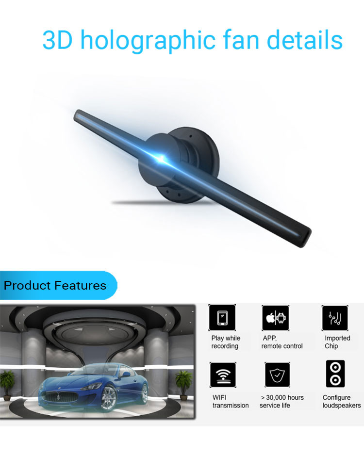 45cm LED 3D Holographic Projector Advertising LED Hologram Fan Display