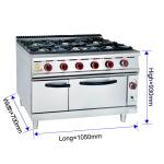 Efficiency Commercial Kitchen Gas Range Cooker 6 Burner Heavy Duty Restaurant