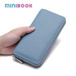 Unisex Fashion Custom Wallet in Smooth Pebble Genuine Leather with Long Zipper