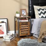 Nightstands with Cabinet, Industrial Bedside Table, Small Side Table, Bedroom