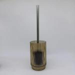 Chili And Brown Glass Bathroom Accessories Round Shape With Ribbed Vertical