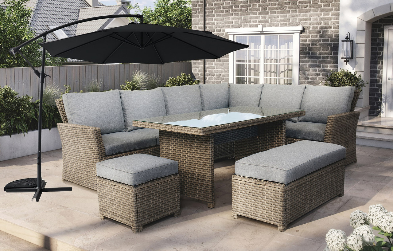 Stool Size L.44 X W.44 X H.41cm AJUNION PE Rattan Garden Set for Your Outdoor Space