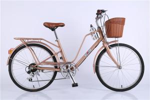China Made in China steel colorful 26 OL city bicicle for lady with Shimano thumb shifter 7 speed with pvc basket factory