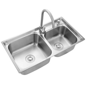 China AG5519 SUS304 Under Counter Kitchen Sink Double Rectangle Shape Bowl factory