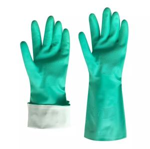 China Acid and alkali resistant latex 35 to 45 to 55 CM black industrial chemical protective gloves factory