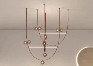 China Nordic Home Restaurant Leather Lighting Modern Clearly Glass Shade large Chandelier For Bar factory