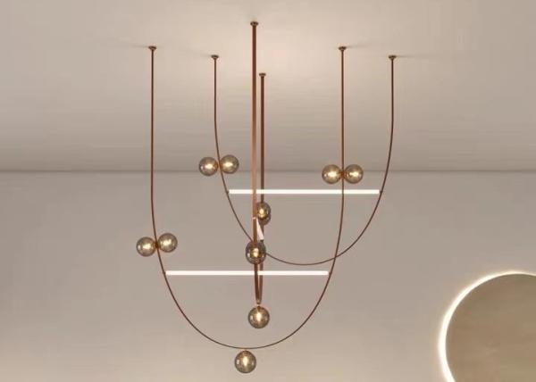 Nordic Home Restaurant Leather Lighting Modern Clearly Glass Shade large