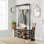 Hallway Coat Rack with Shoe Bench, Coat Stand with Storage Shelves, Coat Stand,