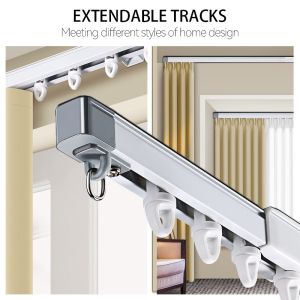 ISO9001 Telescopic Curtain Track Extendable Ceiling Mounted Curtain Rod Runner