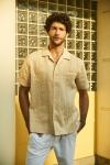 Ramie Men'S summer Short Sleeve Cuban Dress Apricot Loose