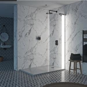 China Walk In Glass Shower Door Frameless Design Polished Edge factory