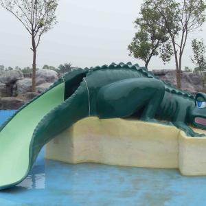 China Kids' Small Water Pool Slides , Fun Water Park Fiberglass Crocodile Slide factory