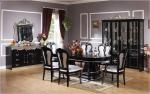 6 Seat Black Round Luxury Wood Dining Room Sets Solid Wood Dining Table And