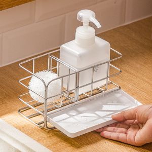 Sponge Holder for Kitchen Sink for Countertop Or Wall Stick with Auto Overflow