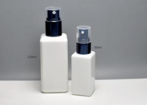 China Custom Wholesale 50ml 120ml Square Opal White Glass Bottles With Treatment Pump, Cosmetic Packaging Glass Bottles factory