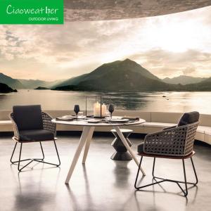 China Waterproof Cushions Chair and Luxury Rope Weaving Coffee Table Furniture Set for Hotel Outdoor Dining Aluminum Frame Garden Set factory