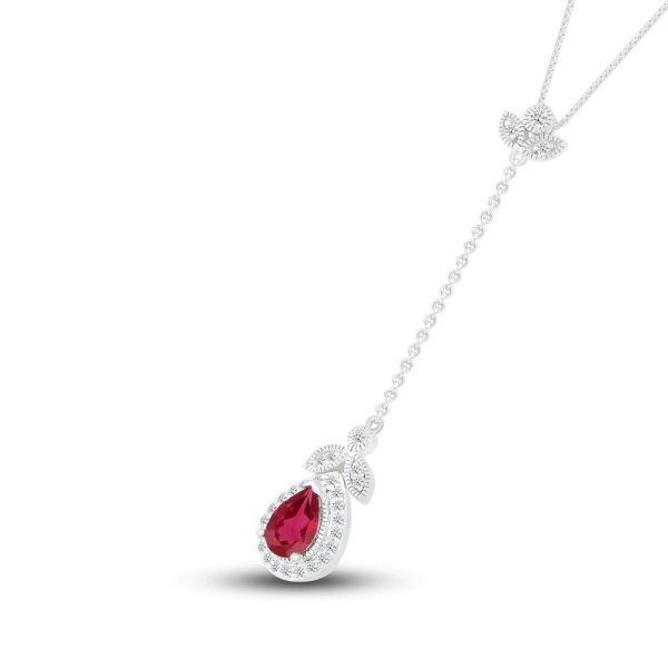China Lab-Created Sapphire & Lab-Created Ruby Necklace Sterling Silver factory