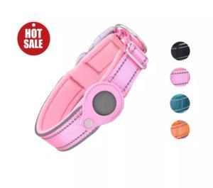 China Reflective Small Dog Gps Tracker Pet Collar Leashes Airtag Dog Collar Holder factory