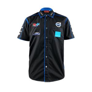 China Unisex Wicking Breathable Polyester Shirt with Custom Logo Printed Black Sportswear factory