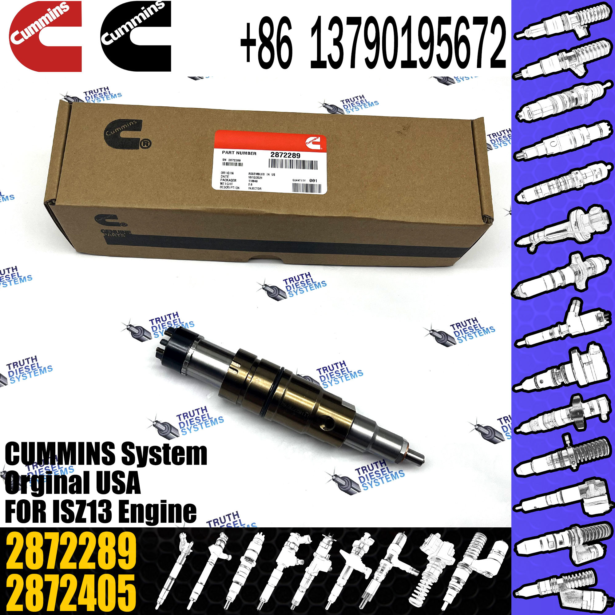 Cummins ISZ13 2872544 injector Diesel Fuel Injectors 2031835 575176 2872289 2057401 2058444 2419679