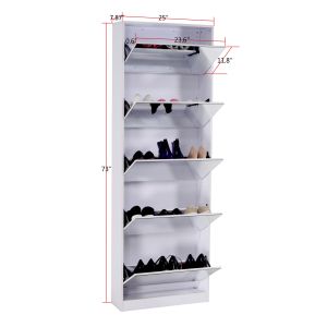 Full Length Mirror Shoe Cabinet Multi Functional Save Space MDF With Melamine