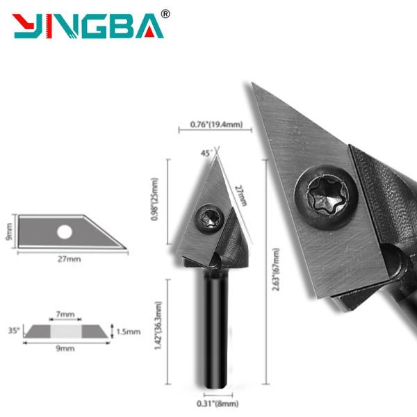 1/4 1/2shank 6 12mm 45 /60Degree V Bit Replaceable Insert V-Groove Slotting Router Bit for Woodworking