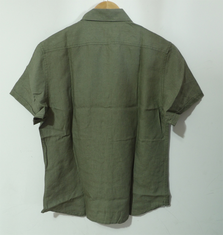 Summer 100 Percent Hemp Short Sleeve Shirts Button Placket Machine Wash