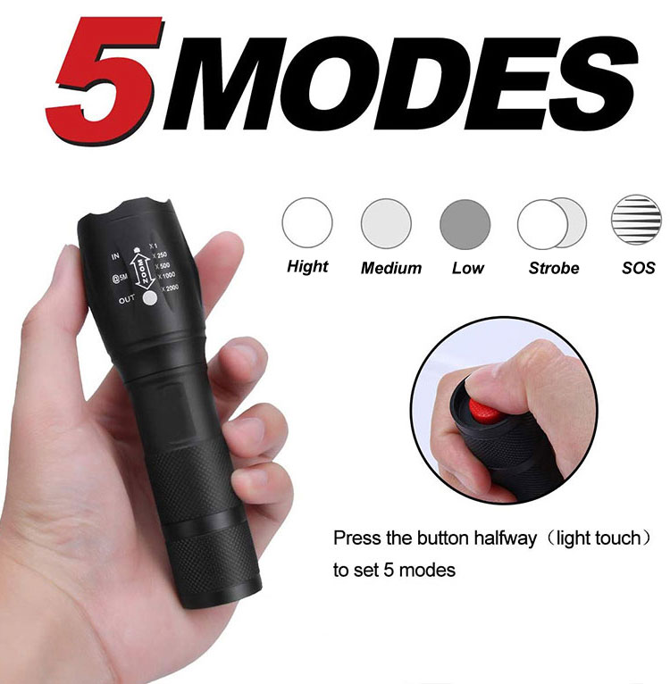 Camping Tactical Torch Outdoor Working Light IP65 Multifunction Emergency Flashlight