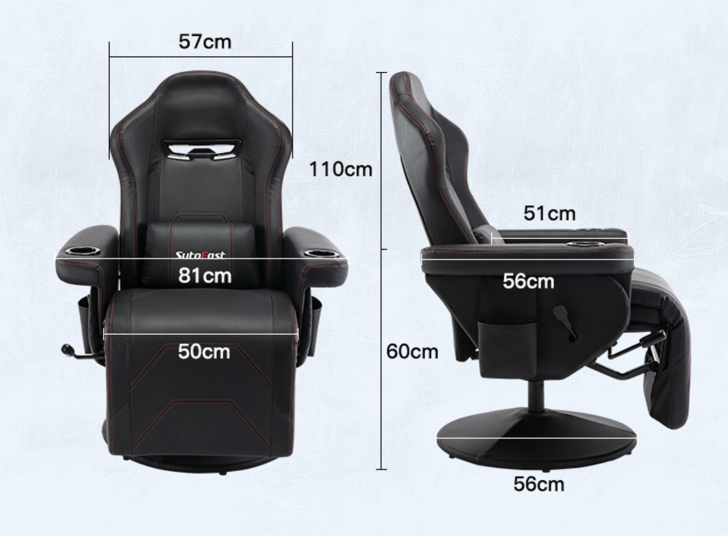 Gaming Chair With Cup Holder Pink Racing Style Leather Ergonomic Seat Swivel Sofa For Home