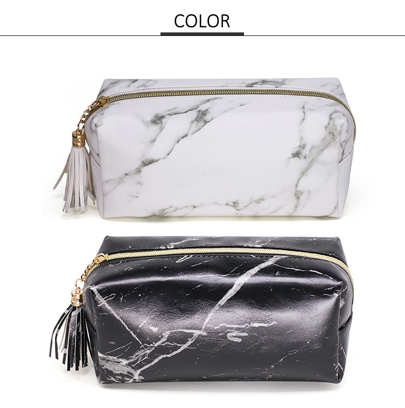Wear Resistant Travel Portable Marble PU Makeup Bag