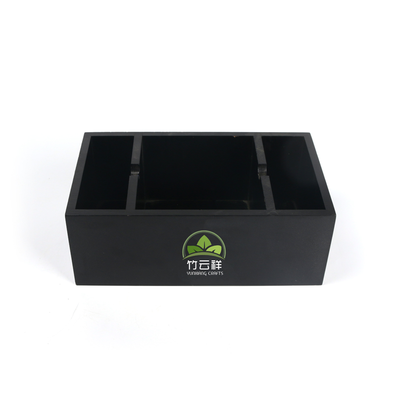 Simply Logo Printed Wooden Packaging Box Black Personalized Jewelry Box
