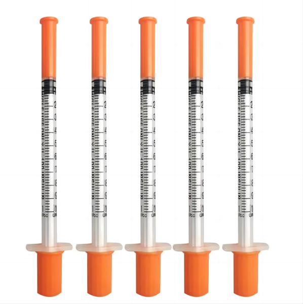 Disposable Safety Ultra- Fine Orange Insulin Syringes OEM 0.3ml 0.5ml 1ml