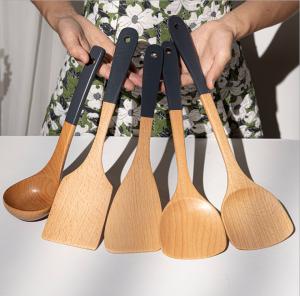 China Custom Teak Wooden Kitchen Utensil Set Kitchenware Tool Food Grade factory
