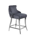 Restaurant Leisure Velvet Upholstered Bar Stools With Stainless Steel Legs