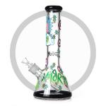 Hand Drawing Rick And Morty Bong 7mm Glass Smoking Hookah Pipe Luminous Design