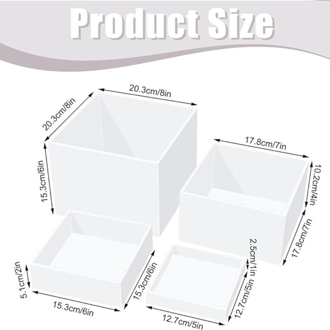 White Acrylic Five-sided Buffet Food Display Stand Cubic Cake And Dessert Display Stand For Wedding or Family Parties
