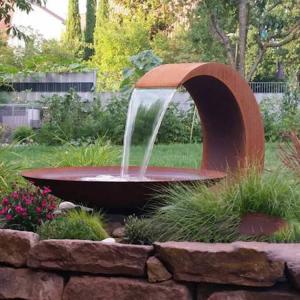 China 20cm Corten Steel Water Feature SGS Round Landscape Rusty factory