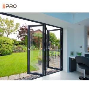 China Bi Fold Aluminum Grill Frameless Folding Glass Doors Heat Insulation factory