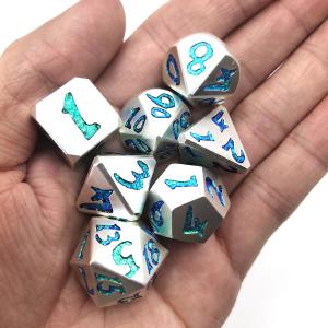 China Dice Practical Polyhedral Handmade Luxury Blue Light weight For Collection factory