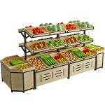 Metal Supermarket Fruit And Vegetables Shelves 2 Layers Display Rack
